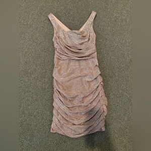 Express Shimmering Pink Ruched Mini Dress